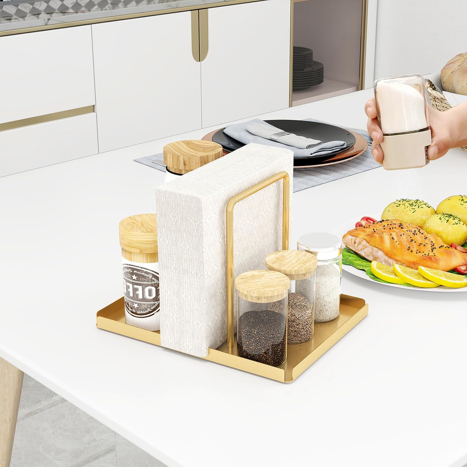 Metal Napkin Holder / Gold