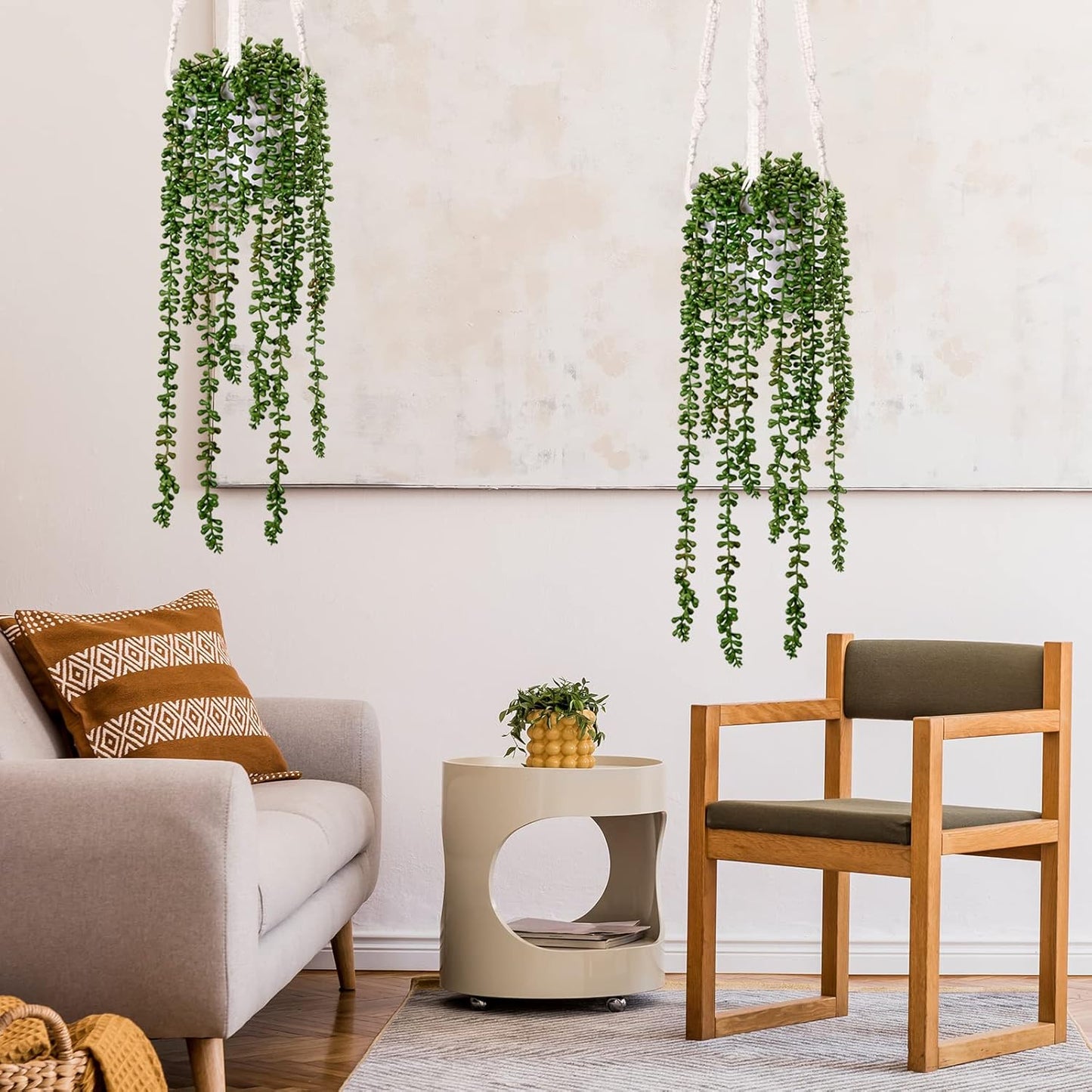 Artificial Succulents Hanging Greenery Plants Fake String of Pearls / Set of 8