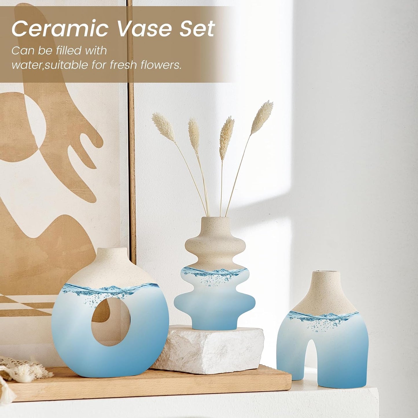 Ceramic Vase / Modern Boho Vases / White / Set of 3
