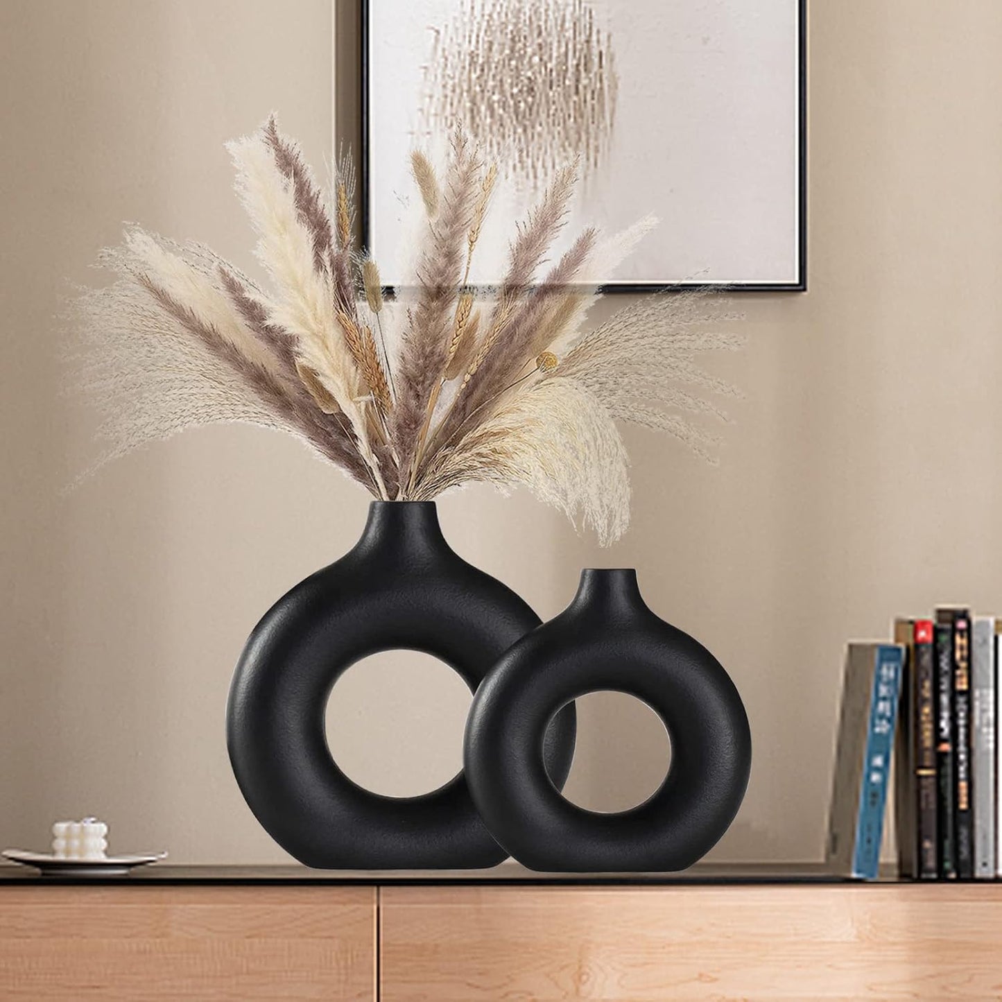 Ceramic Vase for Modern Home Decor / Black / Small + Big