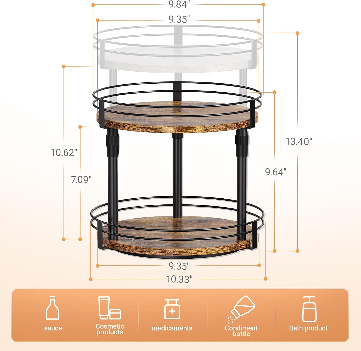 Across-Star Lazy-Susan-Organizer-Spice-Rack, Rotating Spice Organizer For Cabinet Pantry, Seasoning Holder Spice Shelf