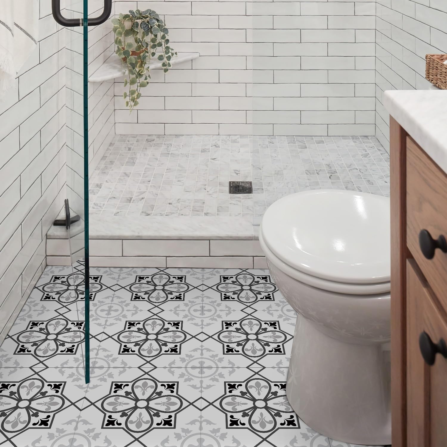 Floor Tile Decals Peel and Stick Wall Tiles Stickers 7.87"*7.87 / Ptf-62 / 7.87 x 7.87 / Set of 24