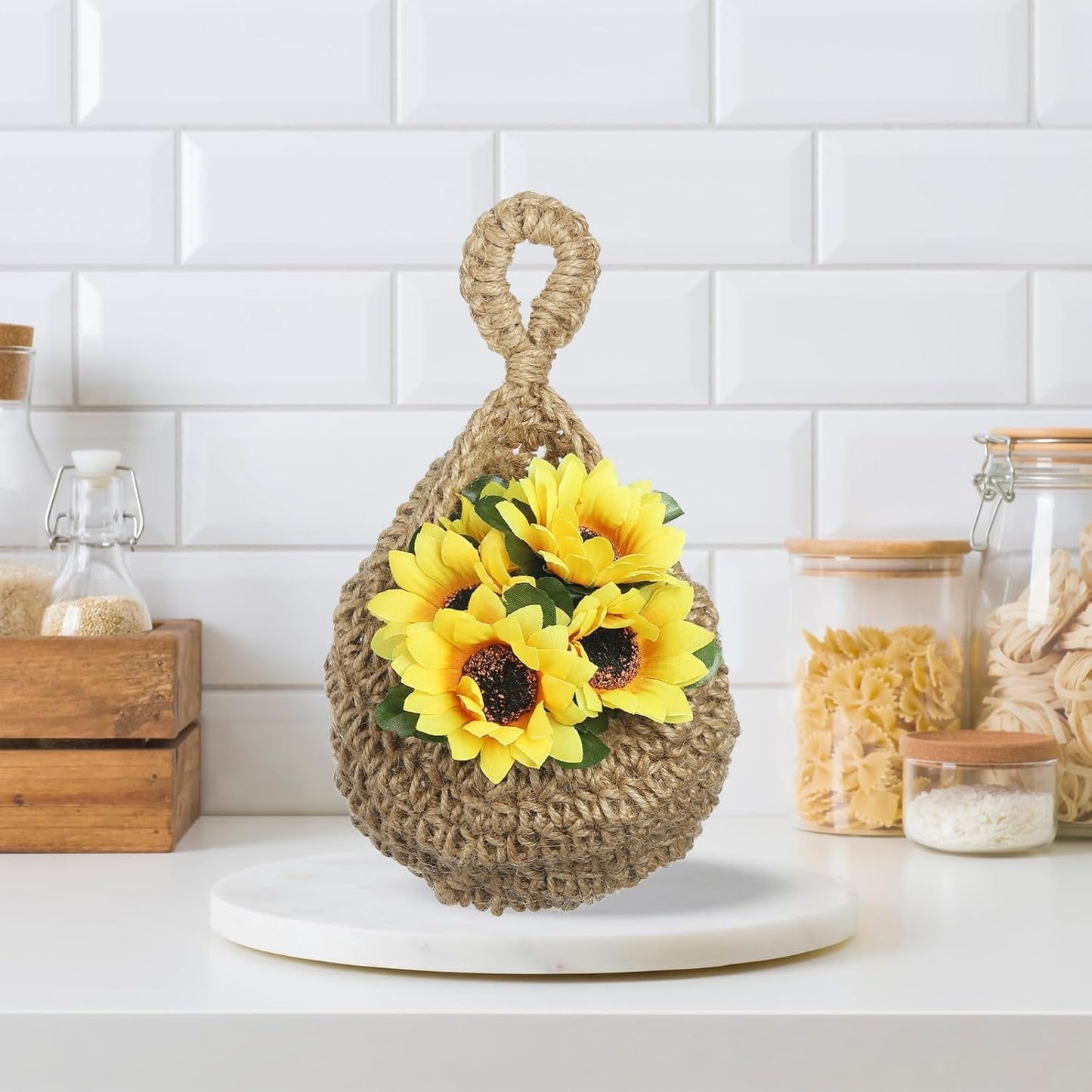 Size Teardrop Home Decor Storage Hand-Woven Wall Hanging Basket / Medium / Brown