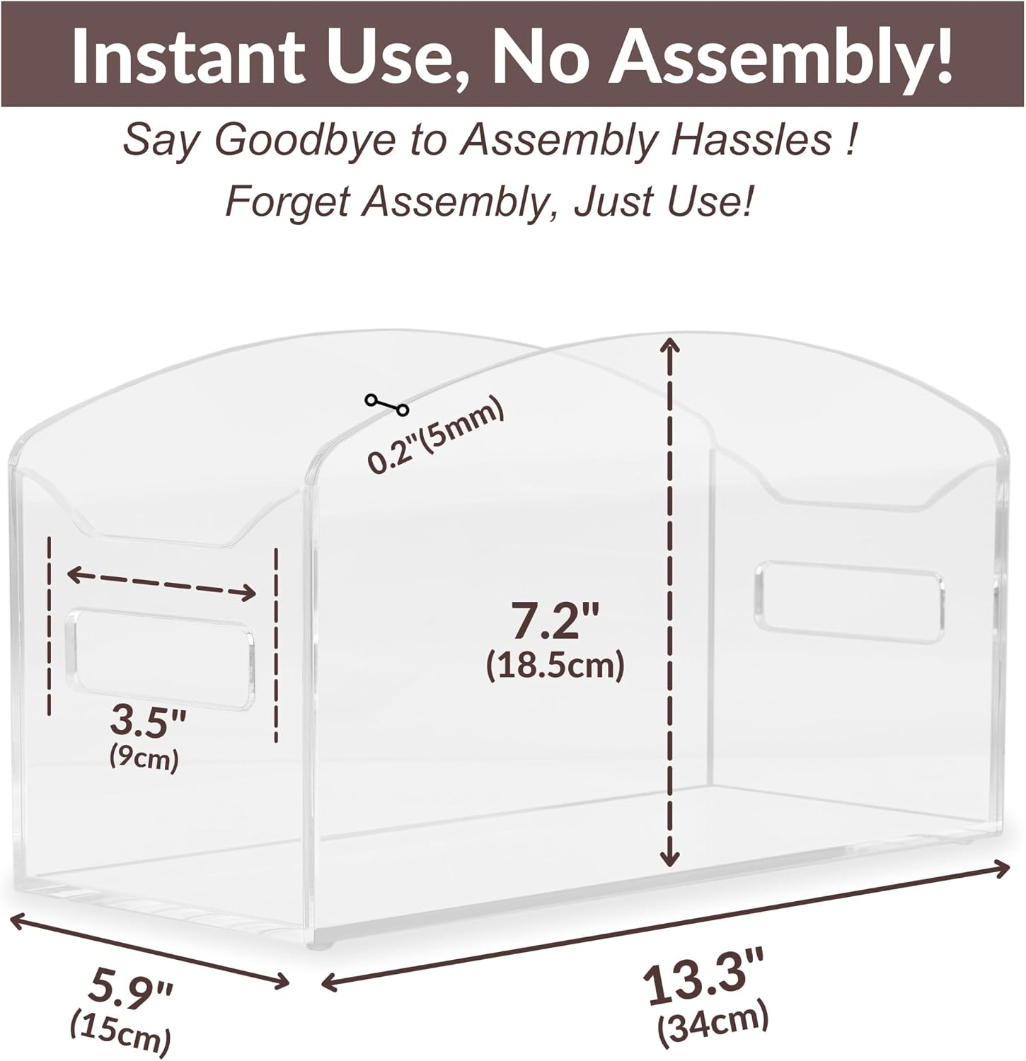 Acrylic Record Holder 5MM – Clear Vinyl Storage Box with Handles | 5mm thick acrylic–40% thicker than flimsy racks