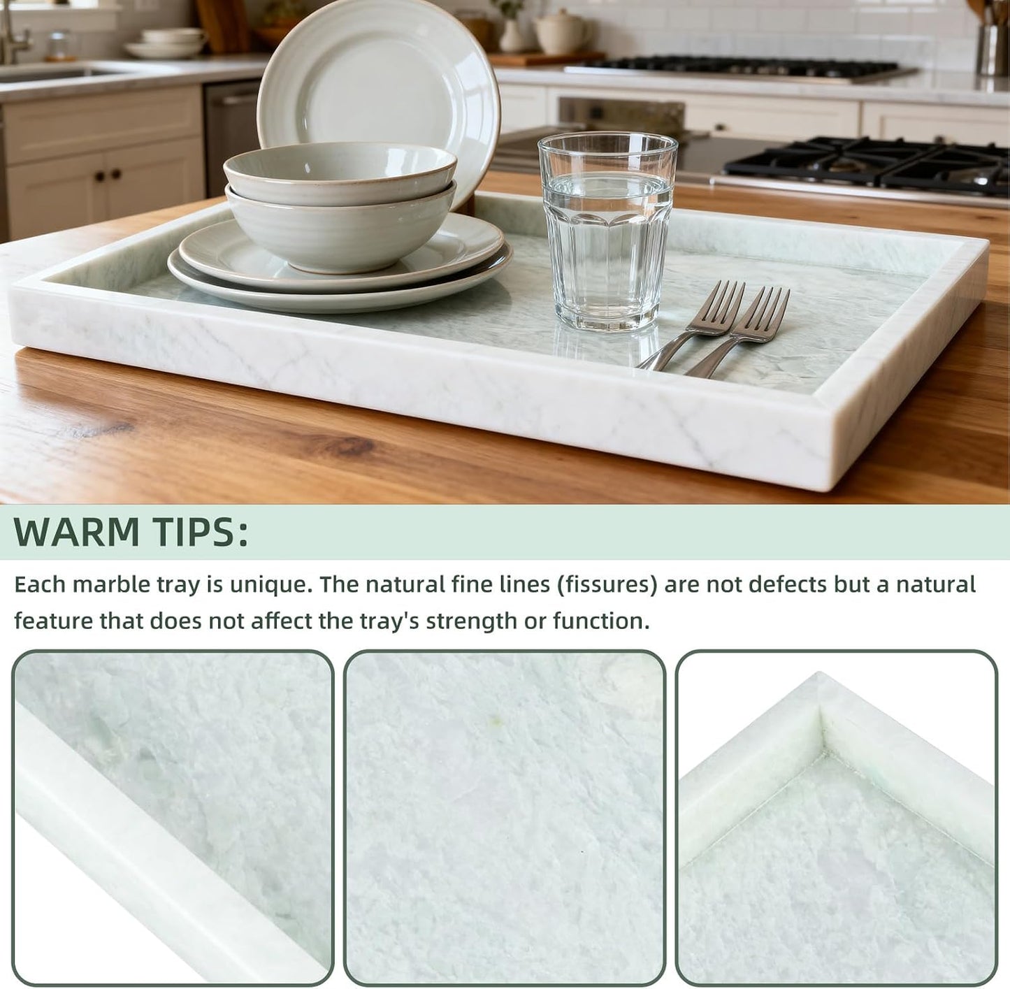 Natural Marble Vanity Tray / Ming Green
