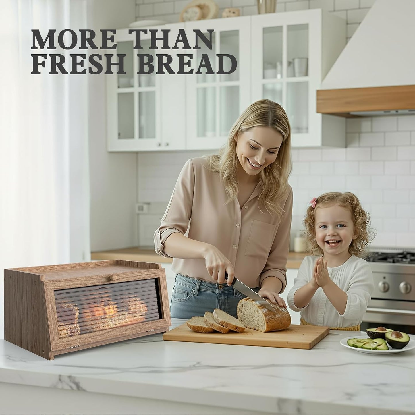 LOHASOK Bread Box for Kitchen Countertop,Yellow | Large, Farmhouse Bread Container Holder Storage, Acrylic translucent