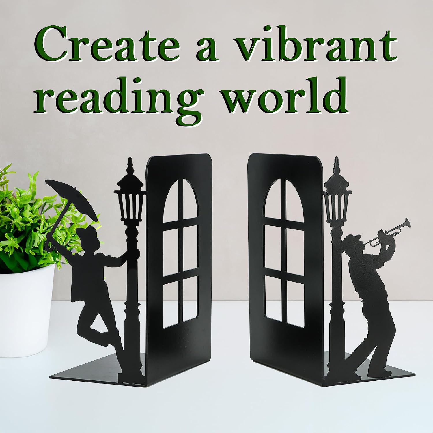 Hidden Metal Bookends Hold Books / Colorful_black