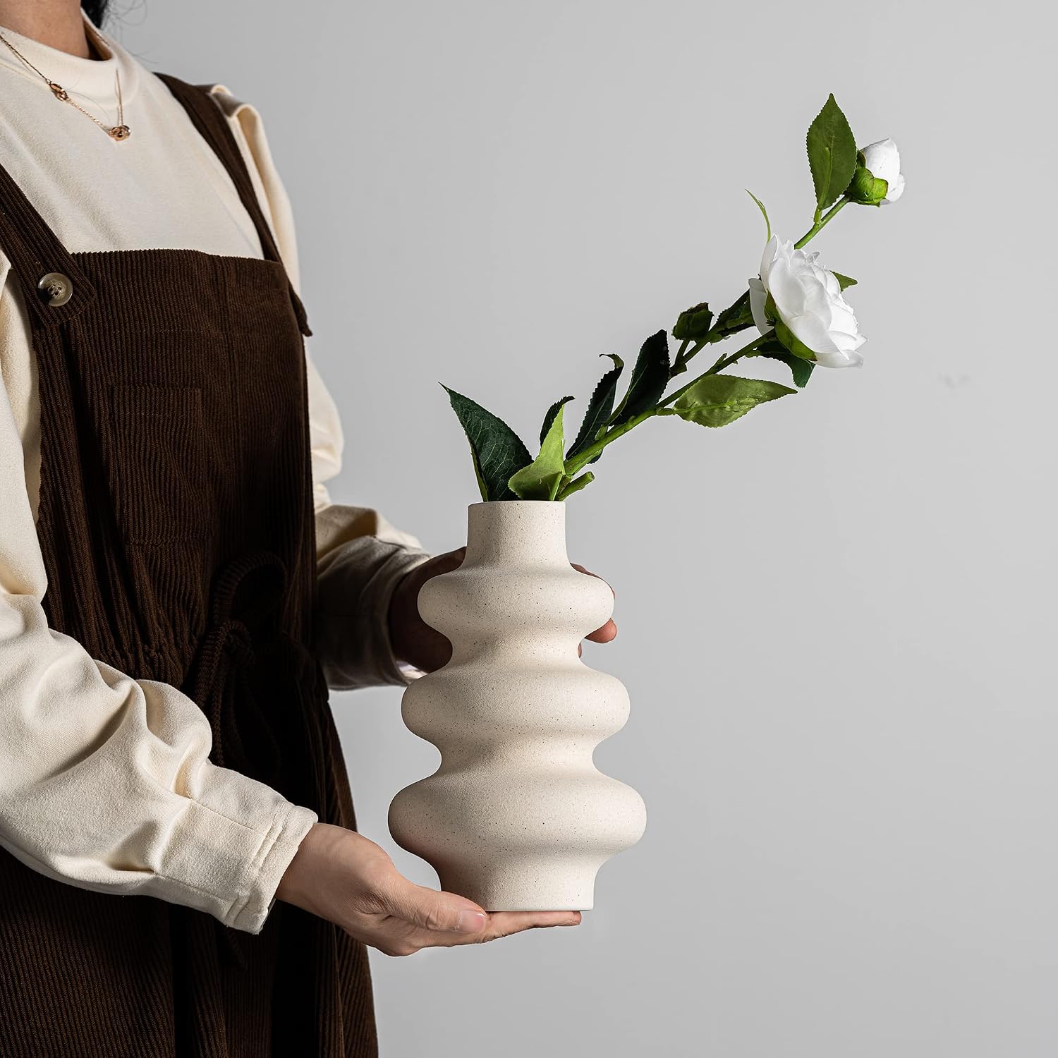 Ceramic Modern Dried Flower Vase / Off White A / Single Large