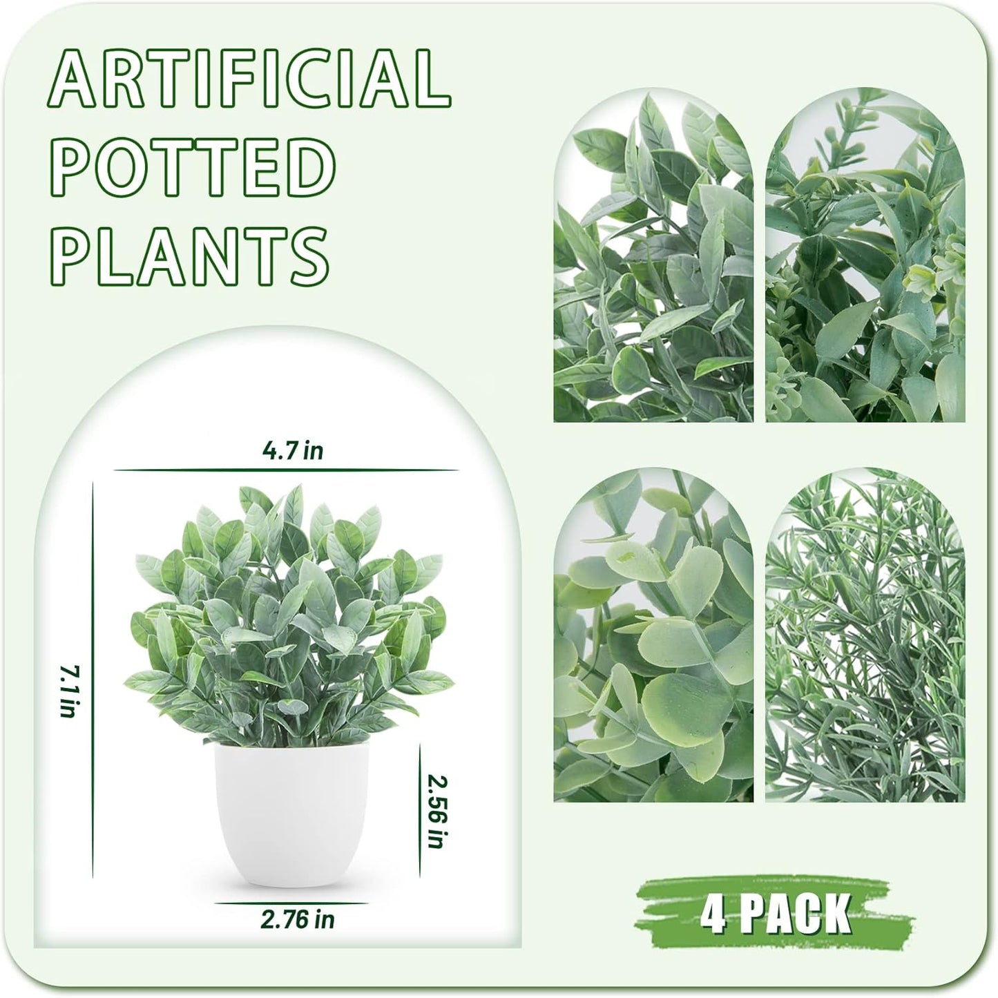Faux Plants Indoor / Grey / Set of 4