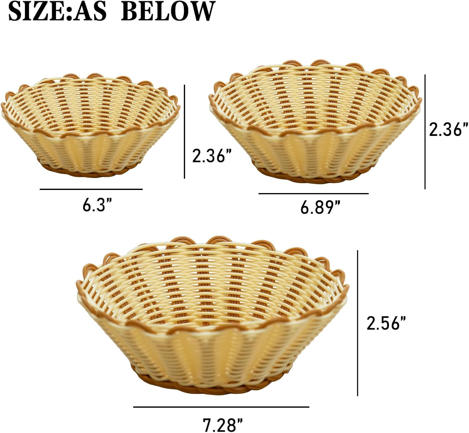 Small Round Wicker Baskets / Set of 3