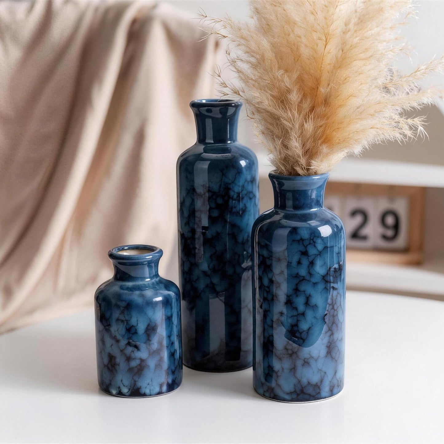 Rustic Farmhouse Vase / 106-cobalt Blue / Set of 3