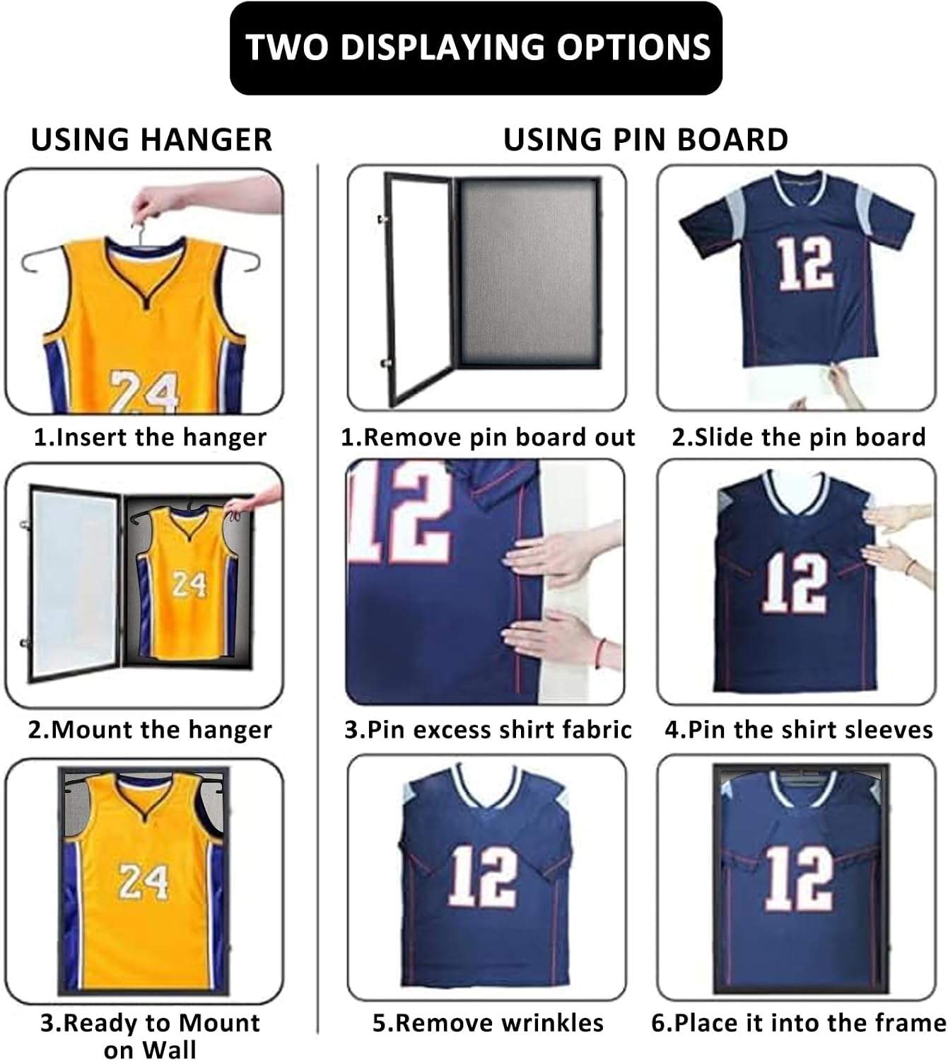 Large Jersey Frame Display Case, 26x37 Lockable Shadow Box Sports Jersey Frame with UV Protection Acrylic and Metal