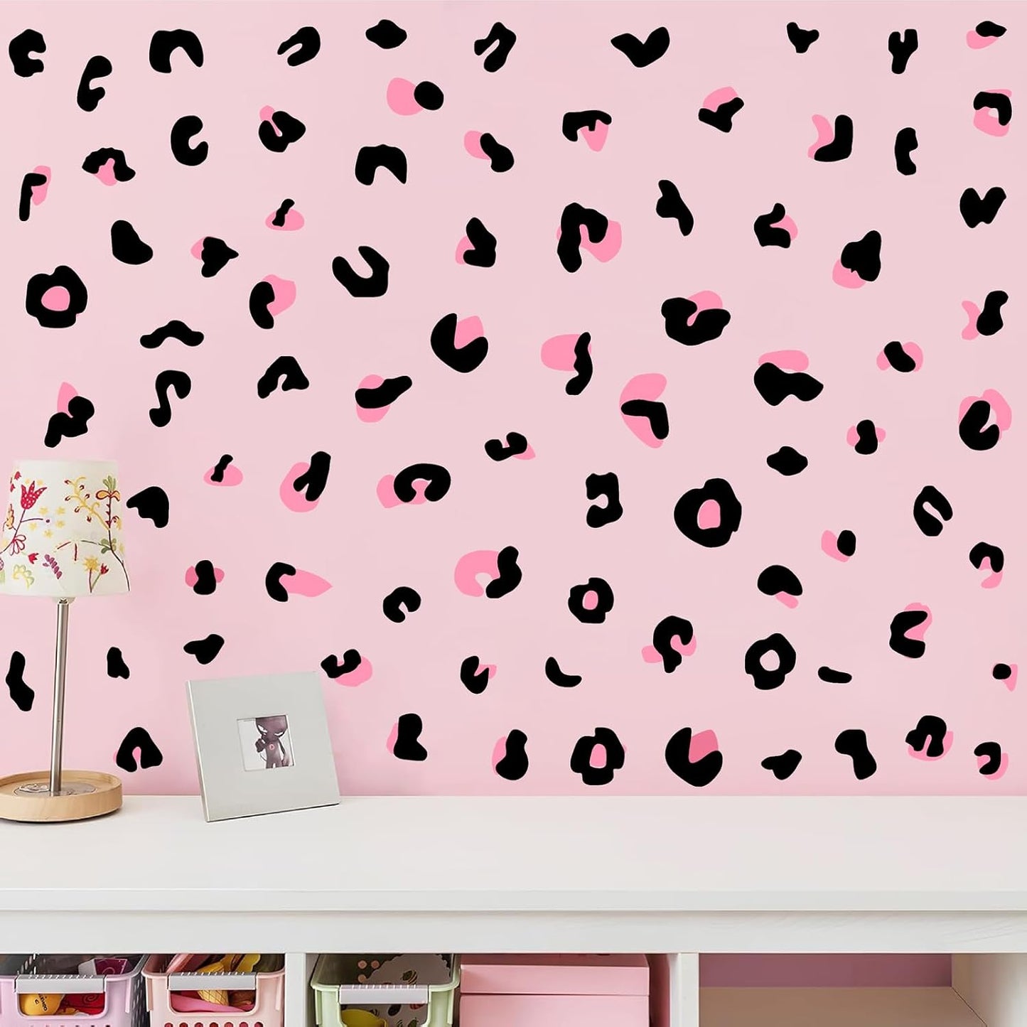 Leopard Print Wall Decals Peel and Stick Cheetah Pattern Sticker Animal Prints / Leopard Dot / Black