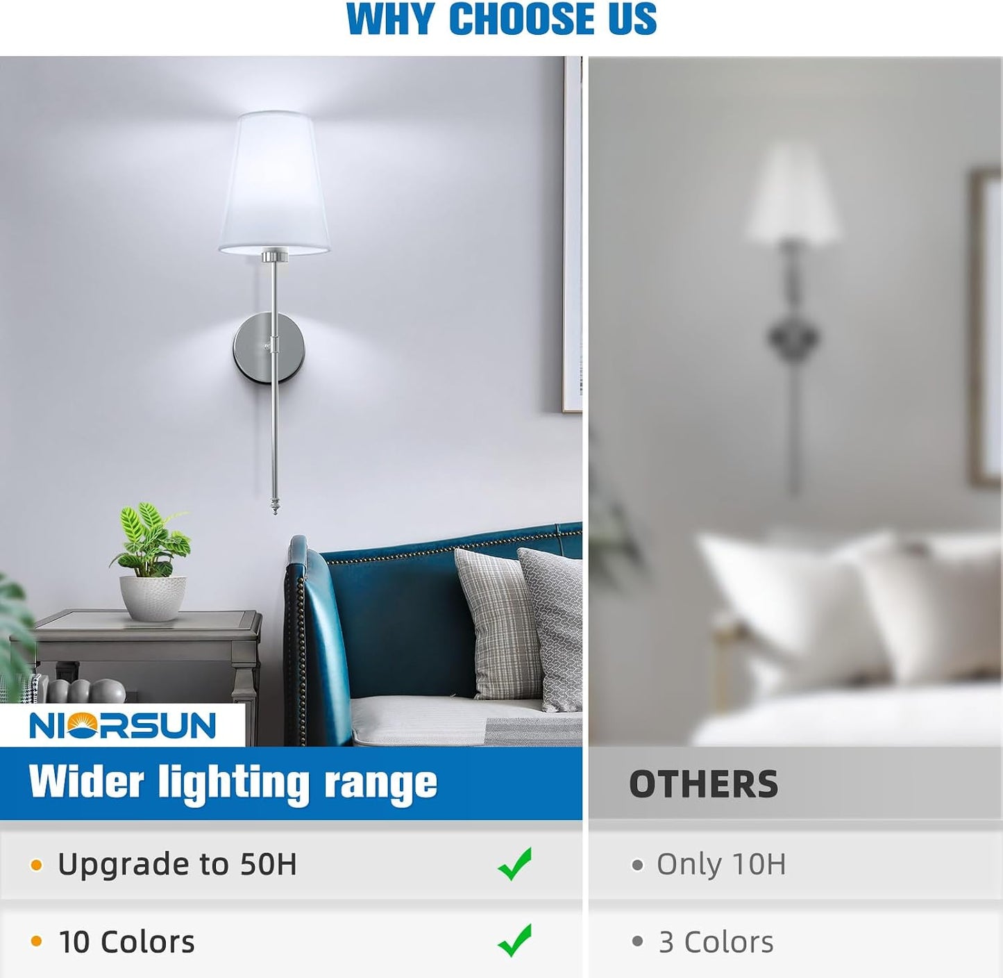 25.4 inch Brushed Nickel Battery Operated Wall Sconce Set of 2,Rechargeable Wall Lights with Dimmable Detachable Bulbs