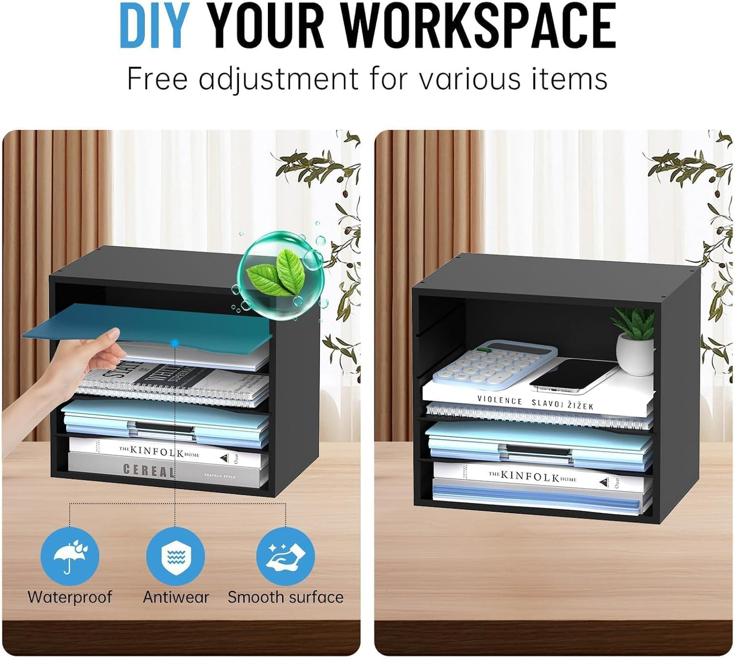 5-Tier Paper Organizer for Desk, Adjustable Mail Organizer, Black | 5-Tier Paper Organizer and Mail Organizer for Desk