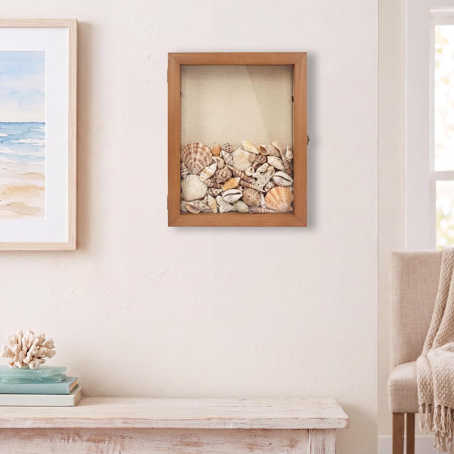 11x14x6 Extra Deep Shadow Box with 3 Removable Panels,Carbonized | Wood Display Case for Wall Mounted or Tabletop