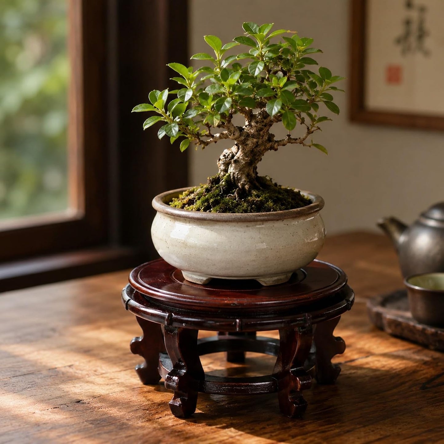 Wooden Mini Stool Display Stand Round Plant Riser Shelf Decor