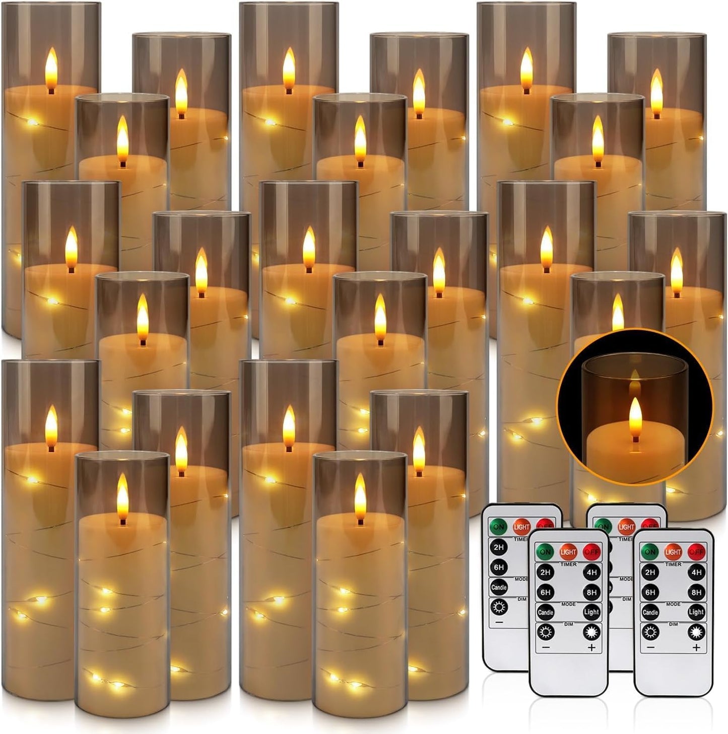 YOROXRG 24 Pack Halloween Decoration Flickering Flameless Candles, Battery Operated LED Candles for New Year, Home