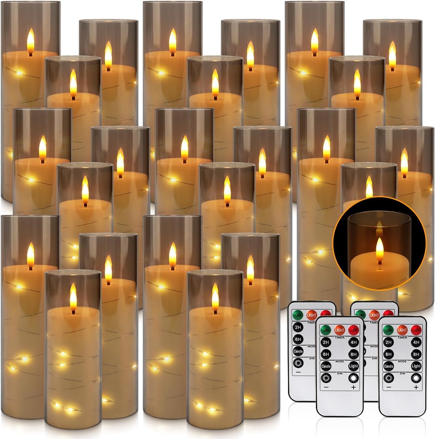 YOROXRG 24 Pack Halloween Decoration Flickering Flameless Candles, Battery Operated LED Candles for New Year, Home