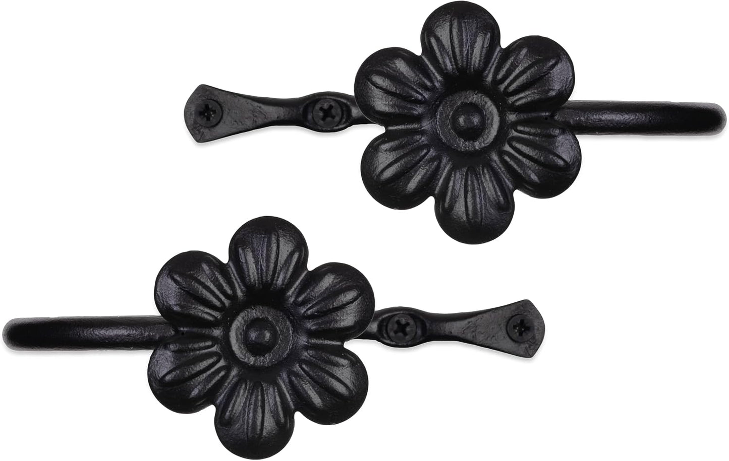 Decorative Metal Curtain Tiebacks - Farmhouse Wrought Iron Curtain Holdbacks - Drapery Holders for Wall - Unique Metal