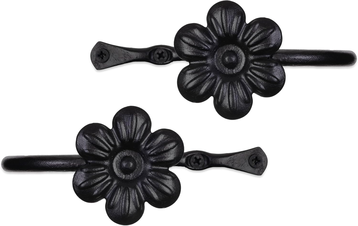 Decorative Metal Curtain Tiebacks - Farmhouse Wrought Iron Curtain Holdbacks - Drapery Holders for Wall - Unique Metal
