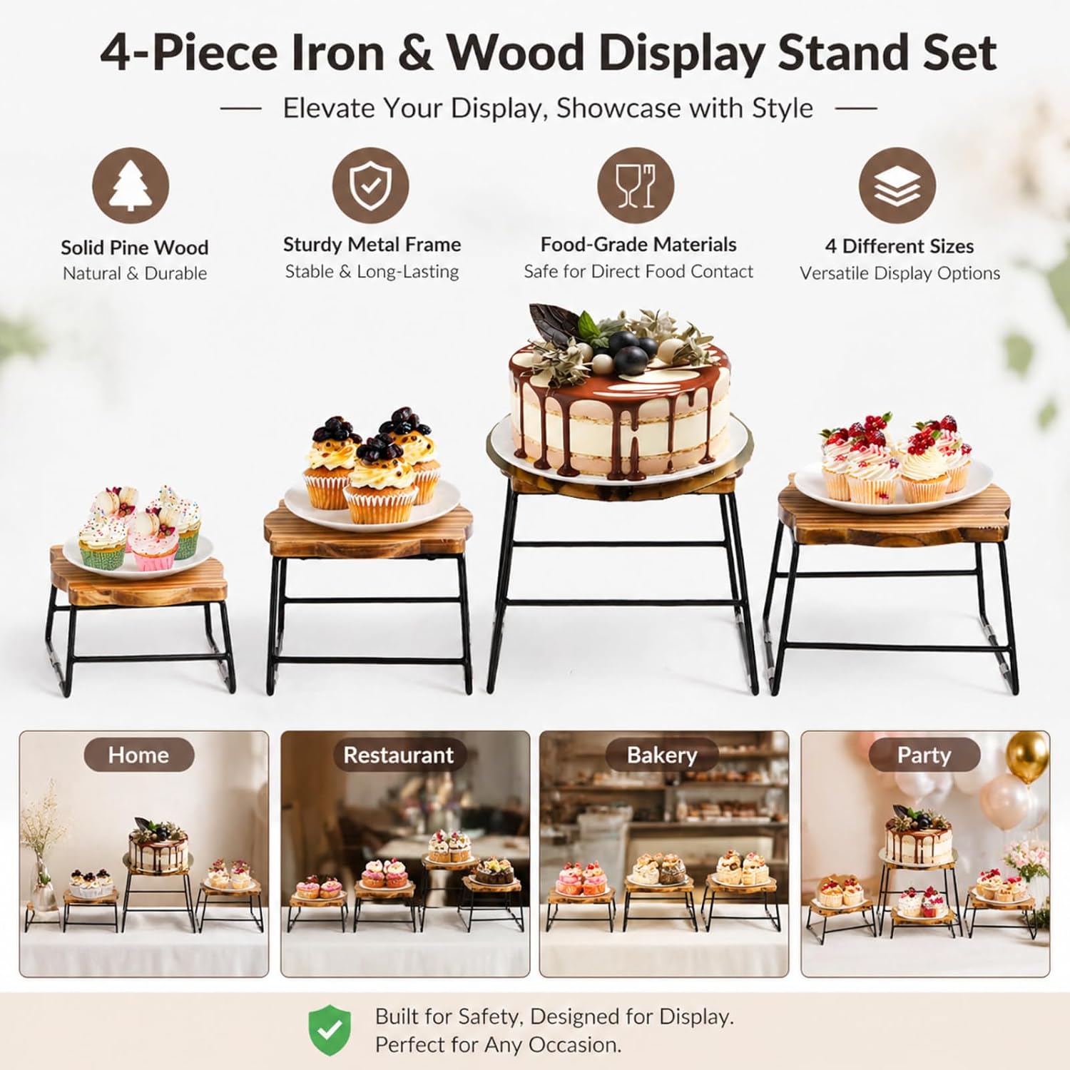 Cupcake Stand & Wood / 4 Piece Wood Buffet Risers