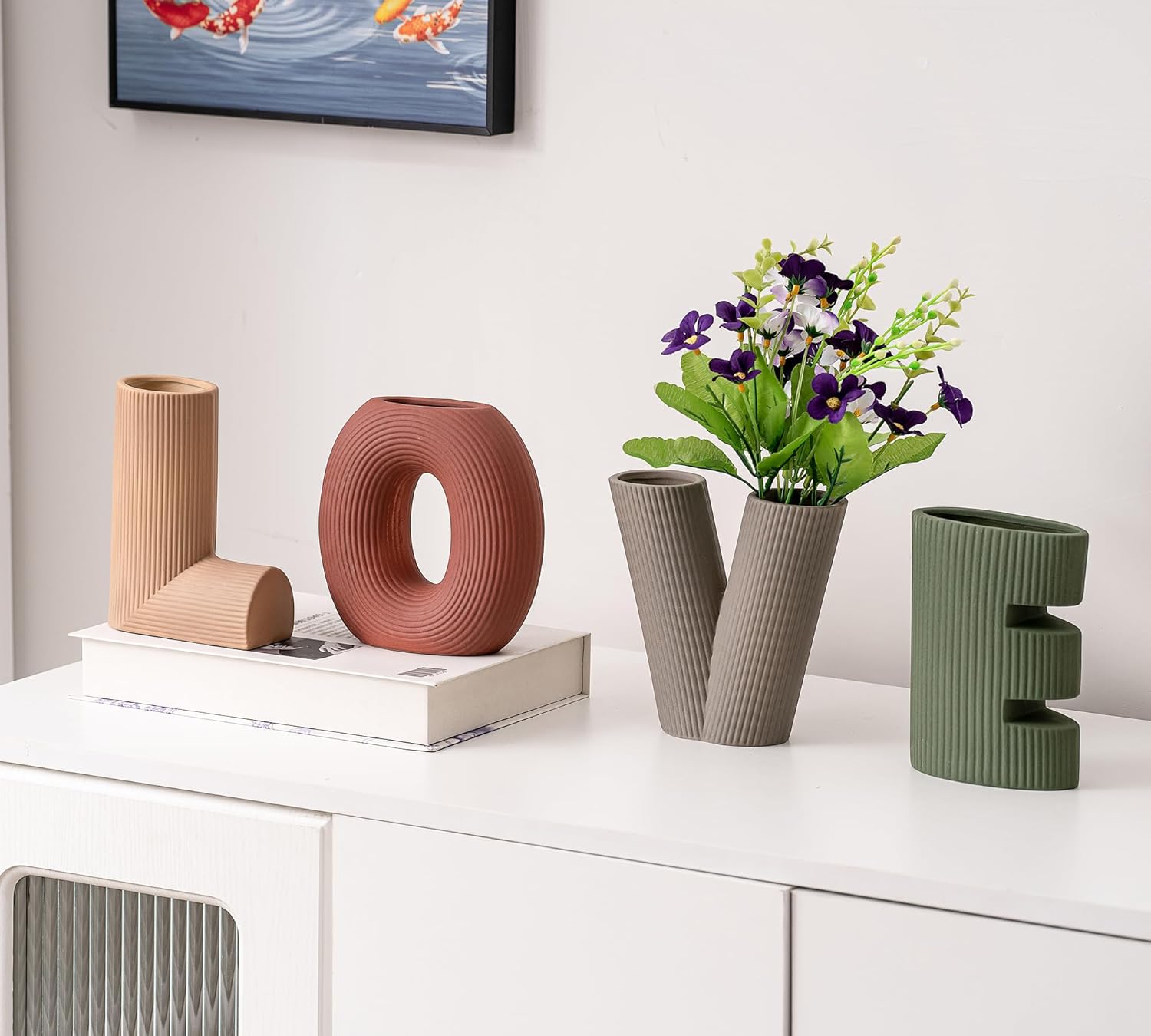 Modern Nordic Boho Style Flower Vases Home Decor / Green/brown/burgundy/khaki / Set of 4