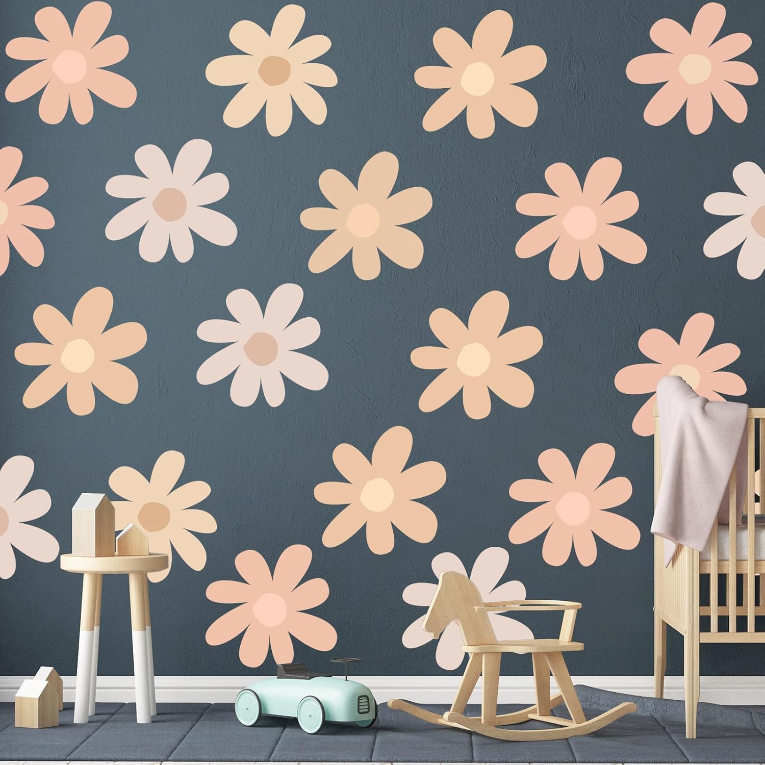 12 Sheet Daisy Wall Sticker Decal Removable Daisy Bedroom Room / Bobo Style / Light Color / Pink