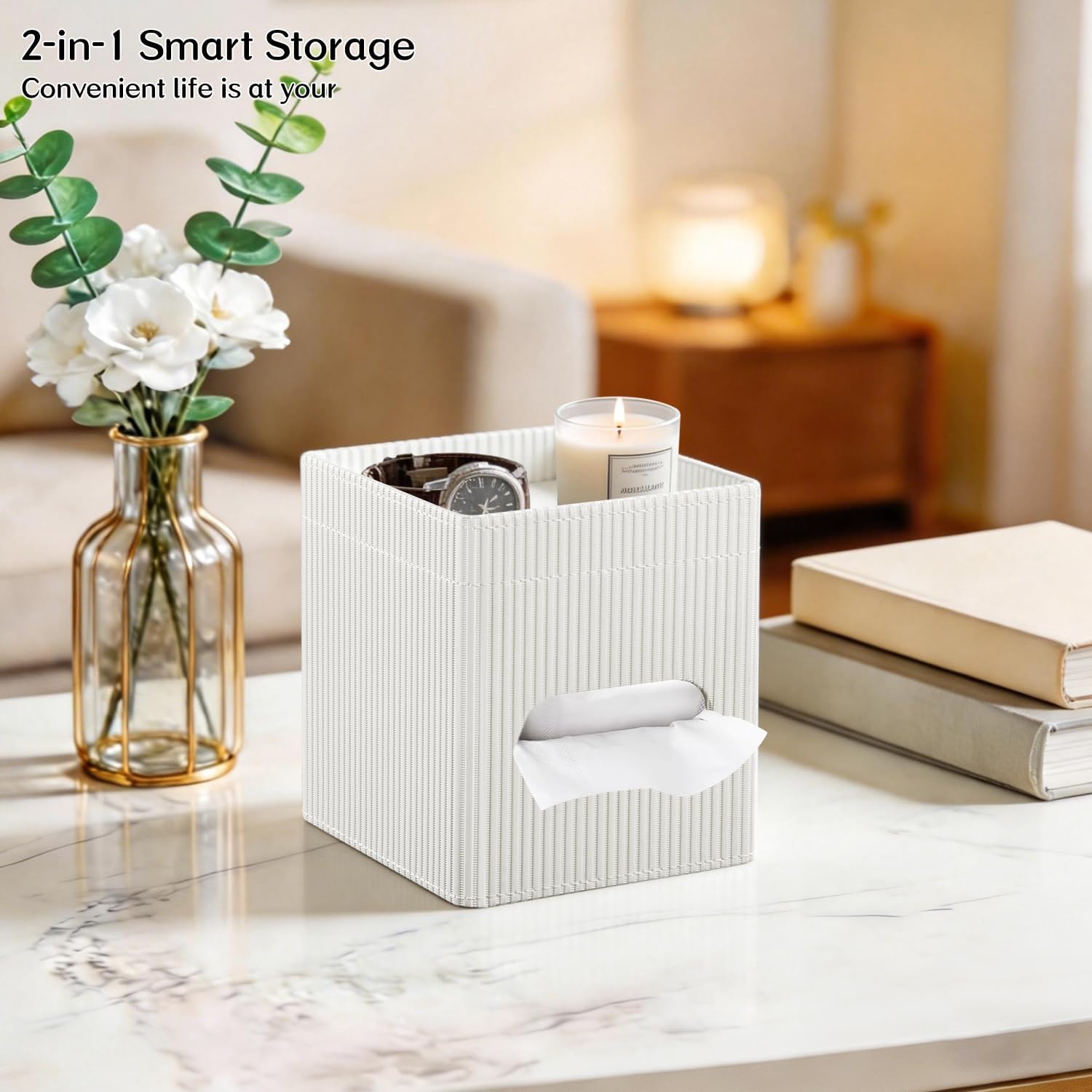 Storage Tray / Tissue Box Cover / White