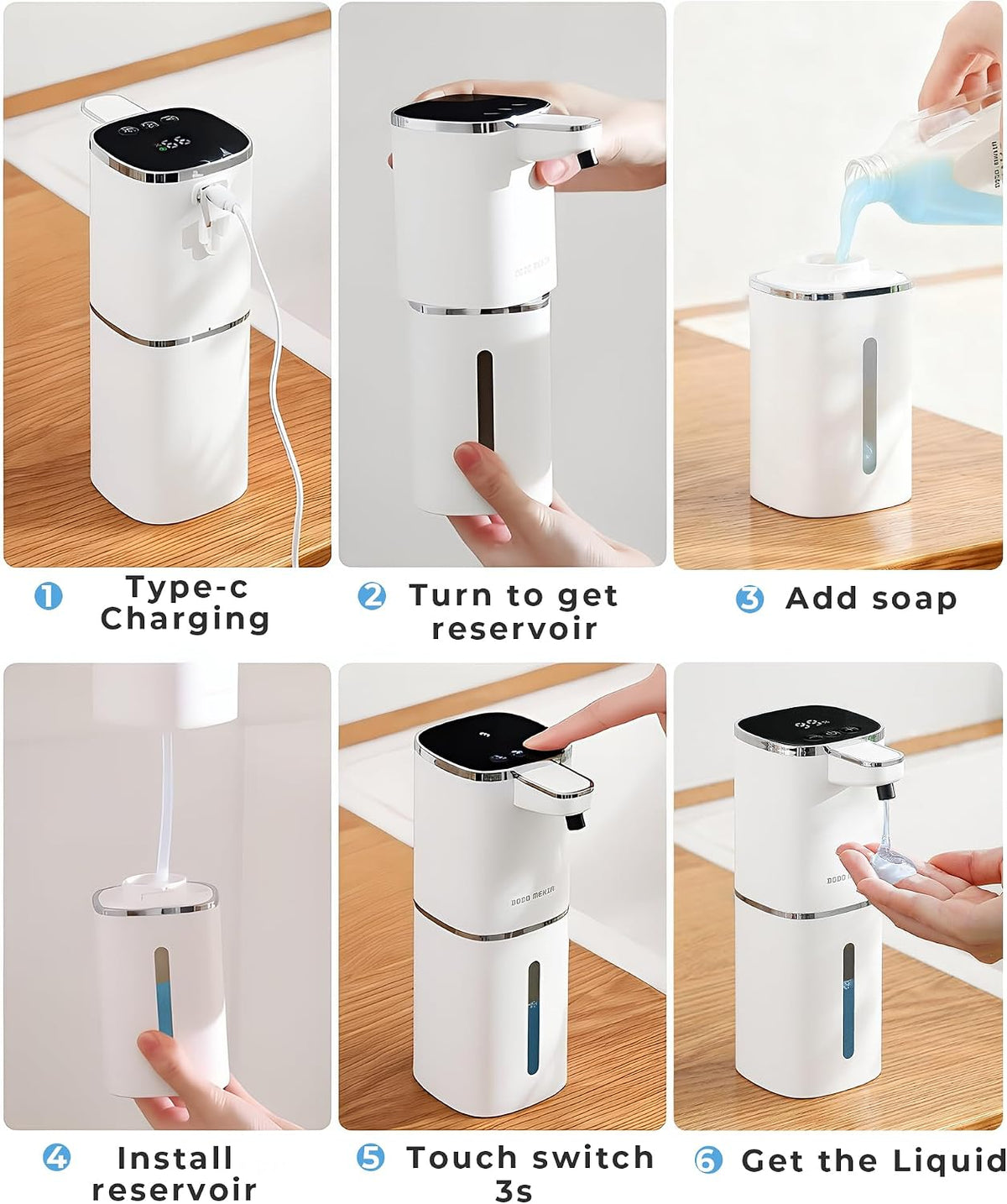 2 Pack Automatic Liquid Soap Dispenser, USB Rechargeable | , 13.5oz/400mL, 9-Adjustable Liquid Levels, IPX5 Waterproof