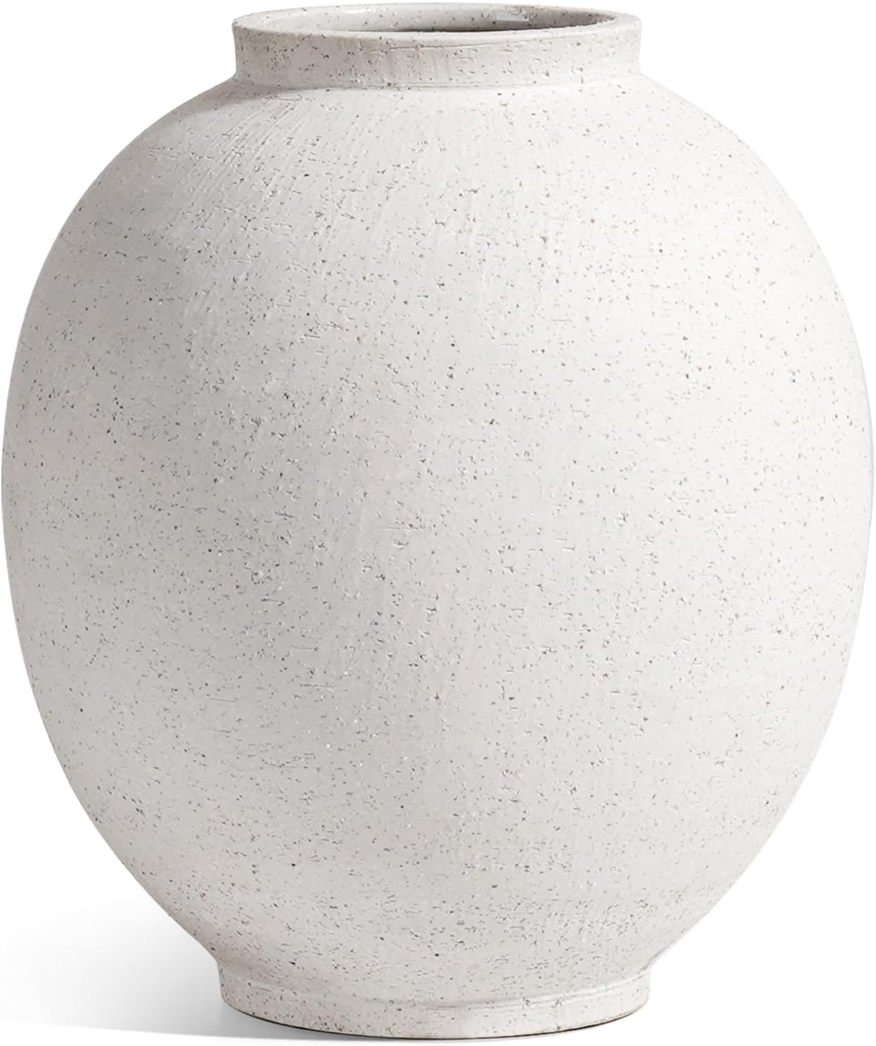 Large White Ceramic Vase / Sandstone White / 9.8 Inch
