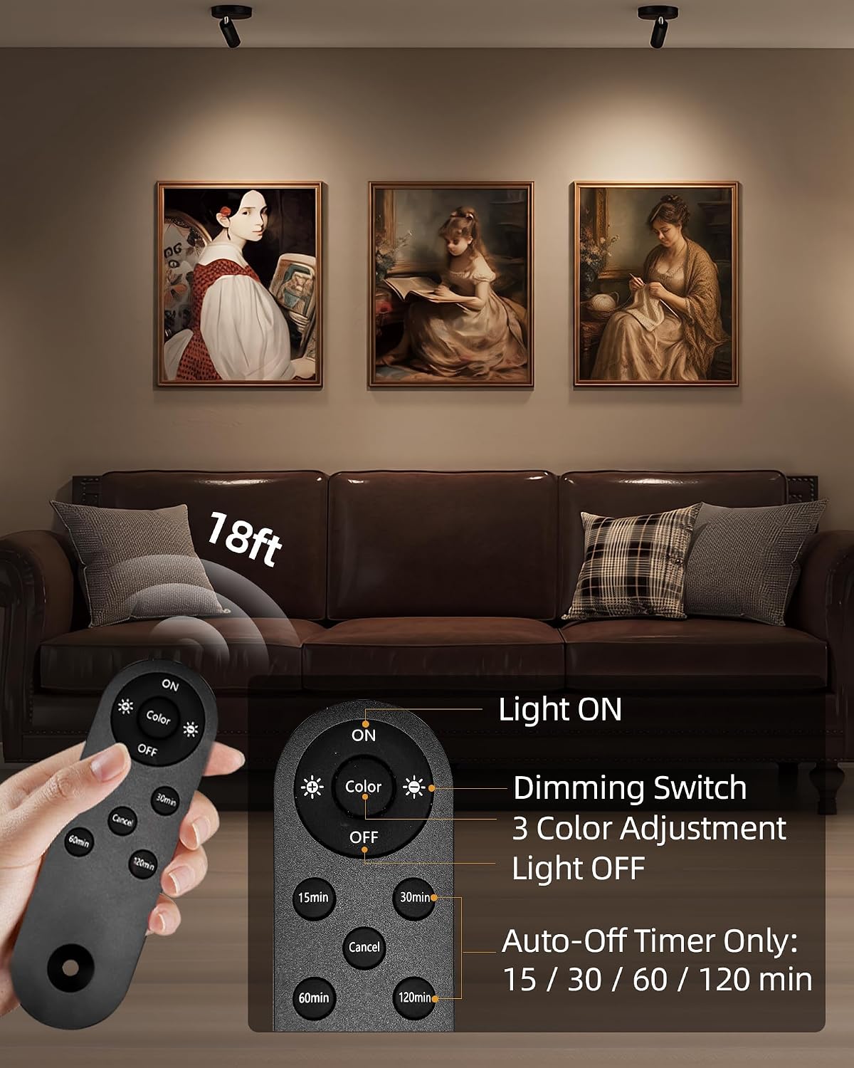 EZVALO Indoor Spotlights, Picture Lights for Wall, Uplights | 5500mAh Rechargeable Battery, with Remote, Mini