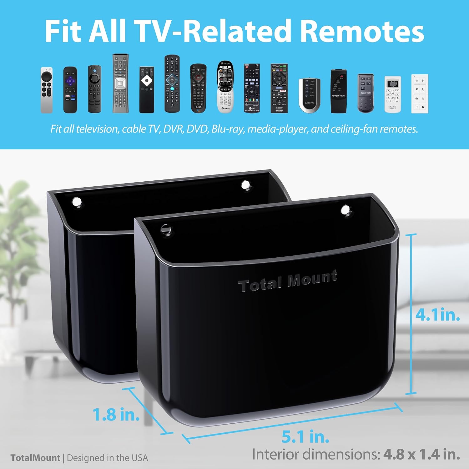 Hole-Free Remote Holders / Black / Set of 2