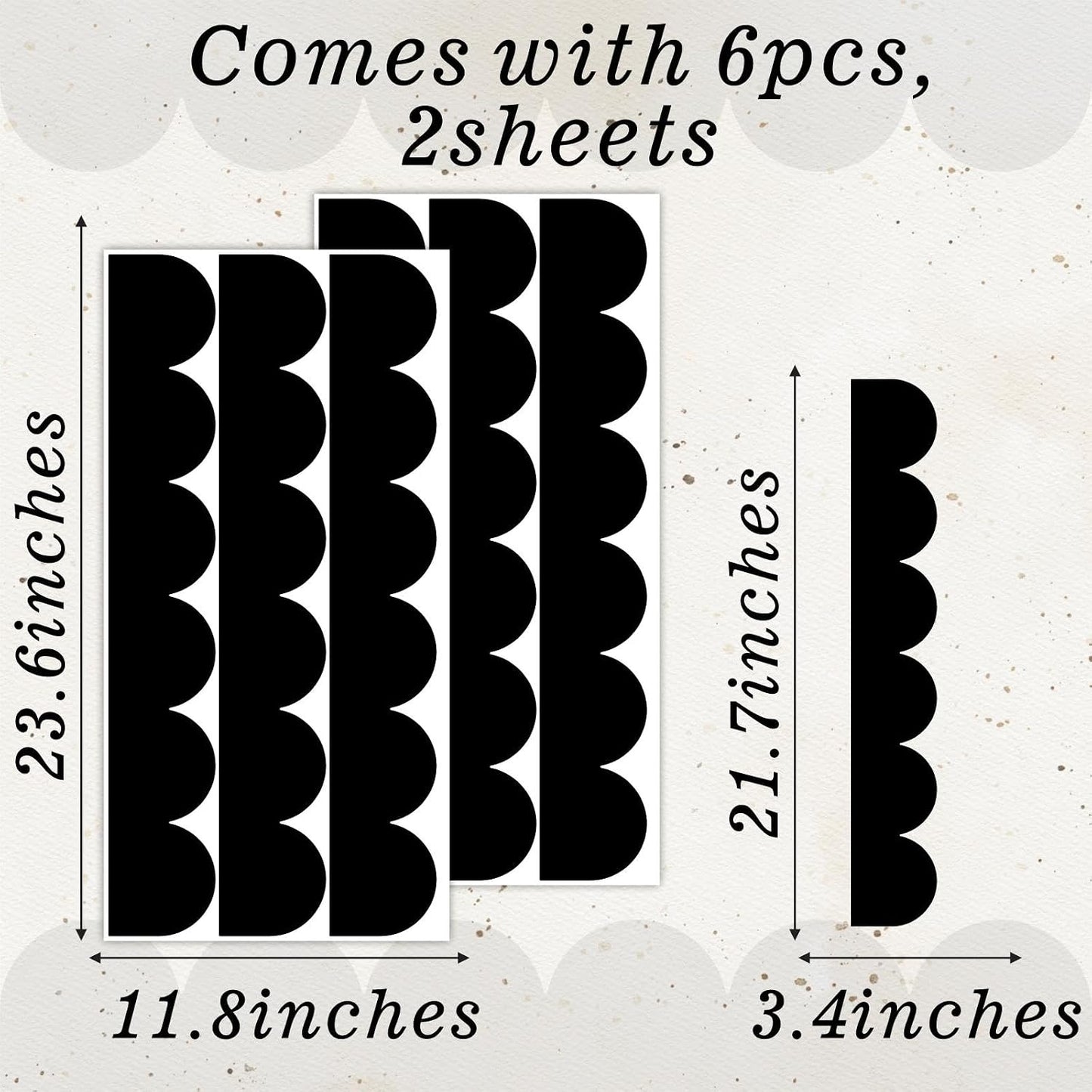 Scallop Border Decals Scalloped Trim Peel and Stick Vinyl Black Wall Stickers Edge Scallop / Black A