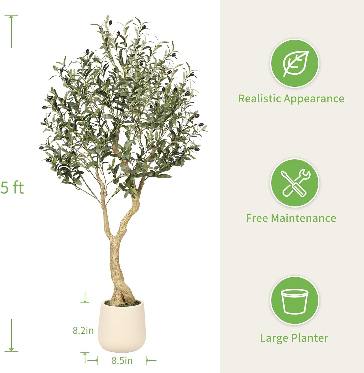 Tall Exquisite Planter / 5ft / White / 5 Inch
