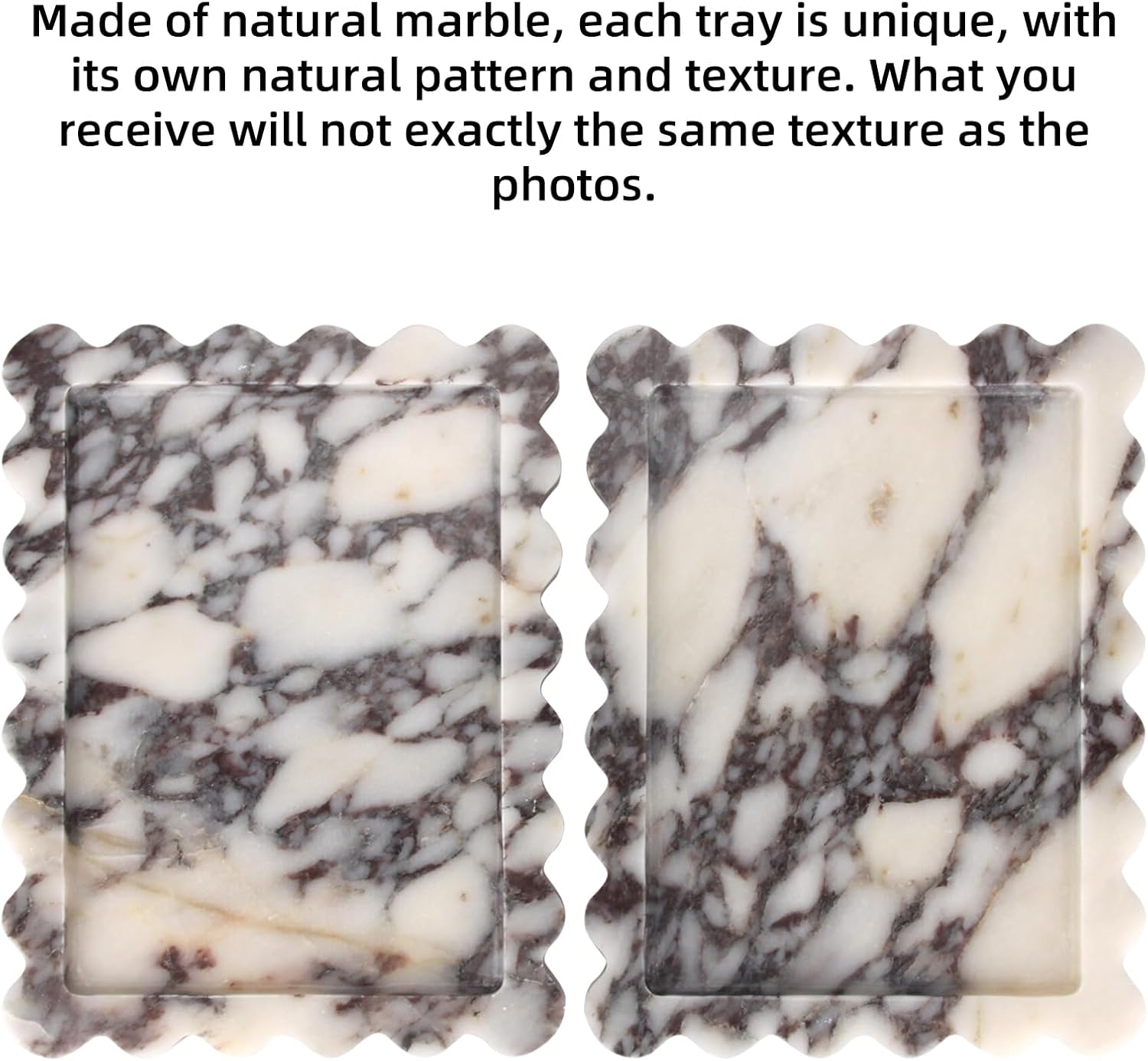 Scalloped Marble Decorative Tray / Calacatta Viola / 10.8 x 8 x 1.2 / Natural