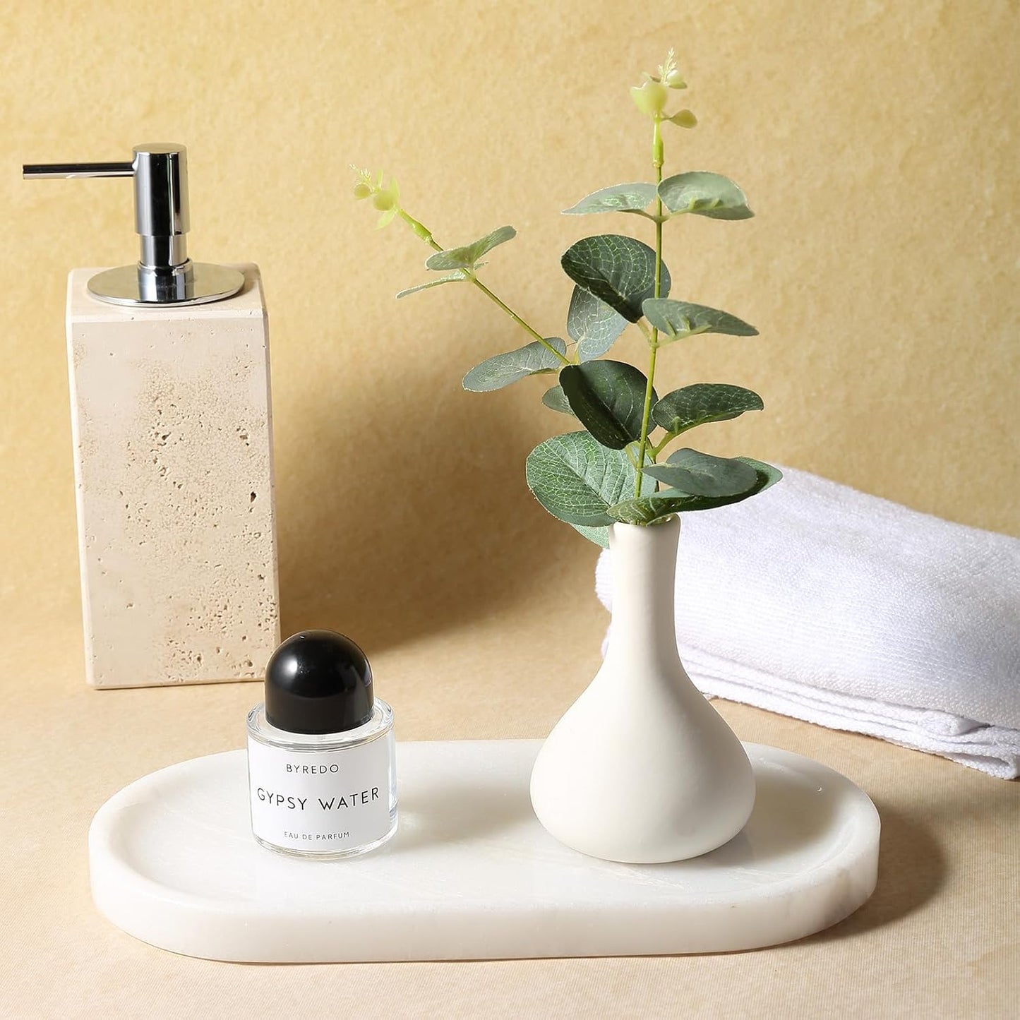 Marble Vanity Tray / Namib Bianco White / 10 x 5 x 0.7