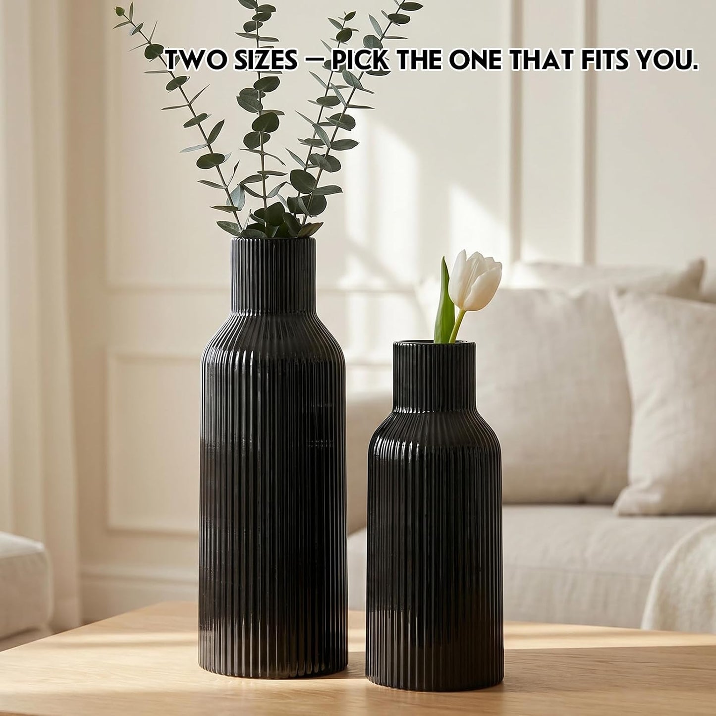 Tall Ceramic Vase / 1-piece-set / Large Black