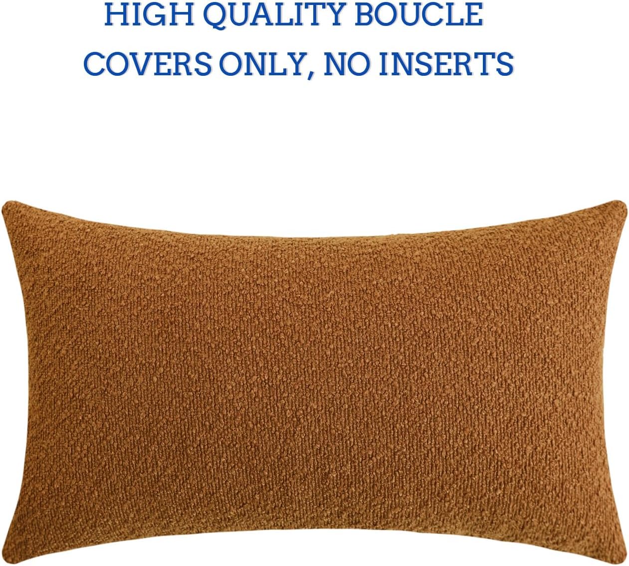 Decorative Long Lumbar Thick Throw Pillow Covers Fine Textured Boucle Couch / Amber Yellow / 36 x 14