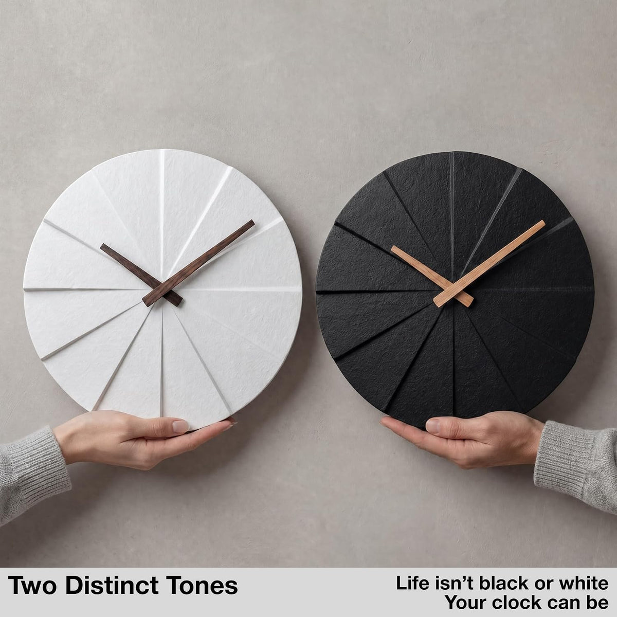 Driini Staircase Modern Wall Clock - Unique Frameless Concrete Design - Contemporary, Minimalist Decor; No Numbers