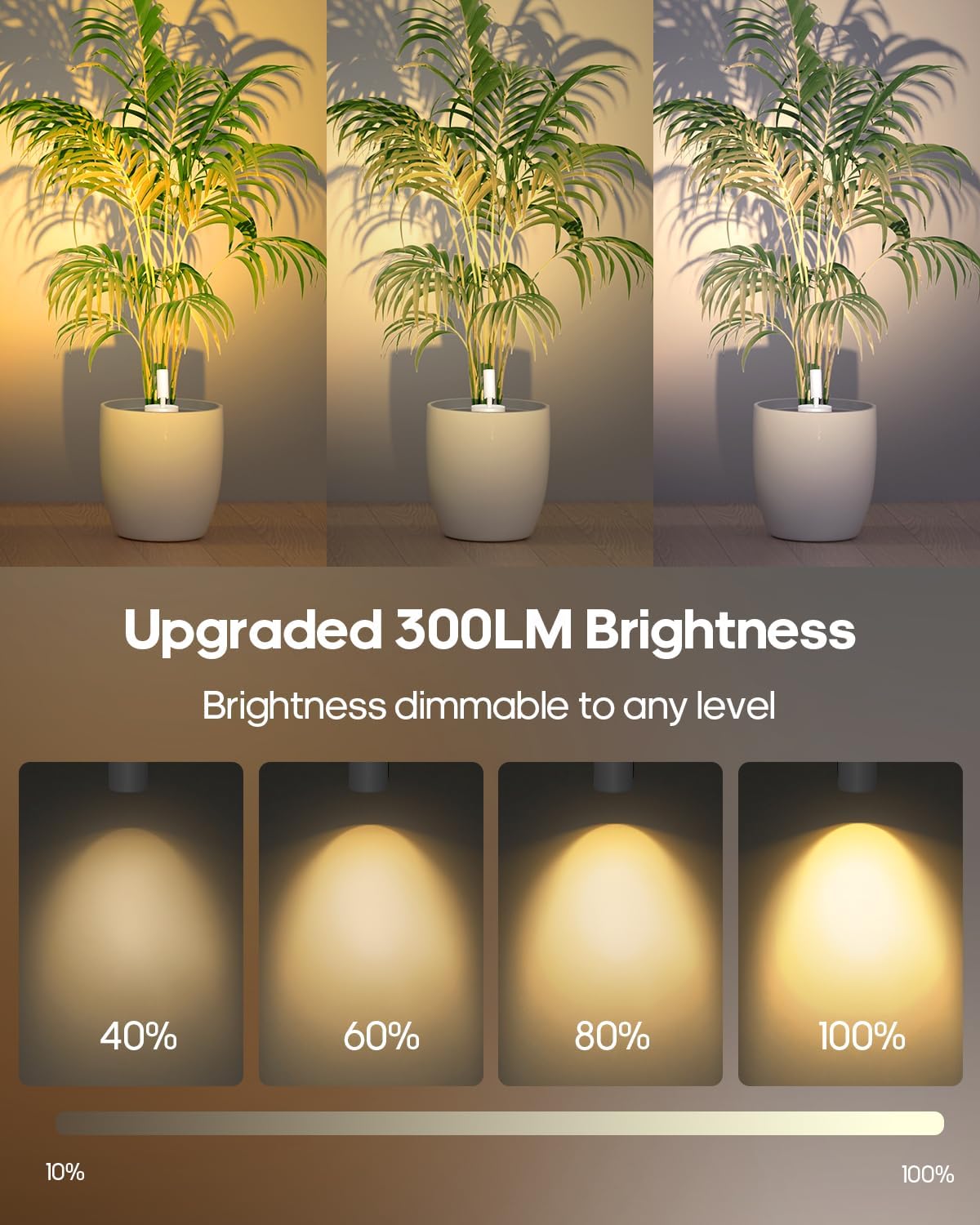 Spotlights Indoor with Remote, 3000Mah Rechargeable Wireless Plant Light | Up Lights with 3 Colors & Dimmer, Small LED