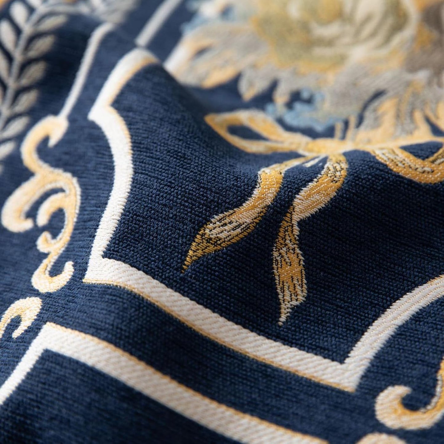Embroidery Luxury Table Runner, Long Blue Dining Table Runner, Elegant Jacquard Dresser Scarf with Multi-Tassels for