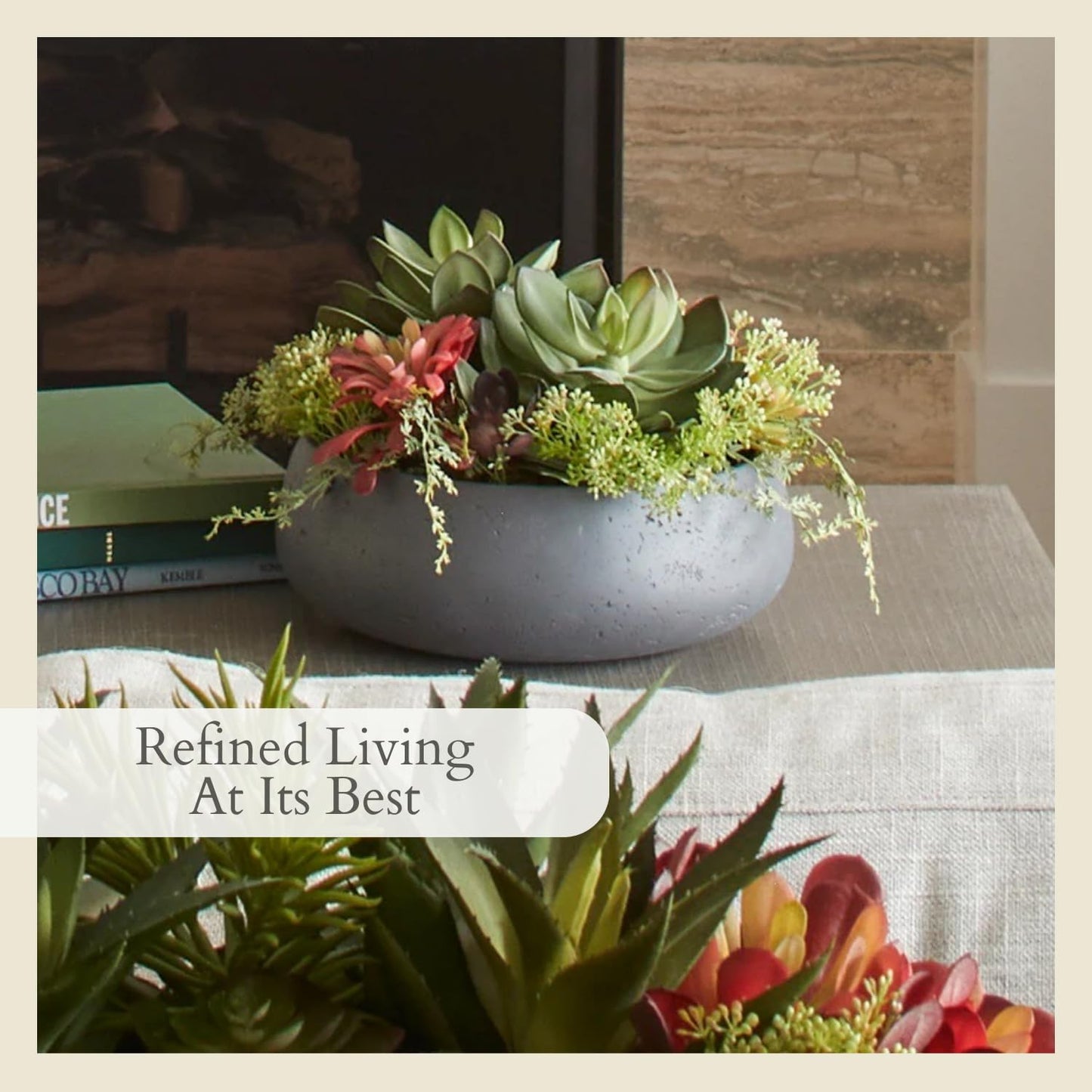 Artificial Indoor Plant Enhances Interior Design / 14" Round Grey Planter