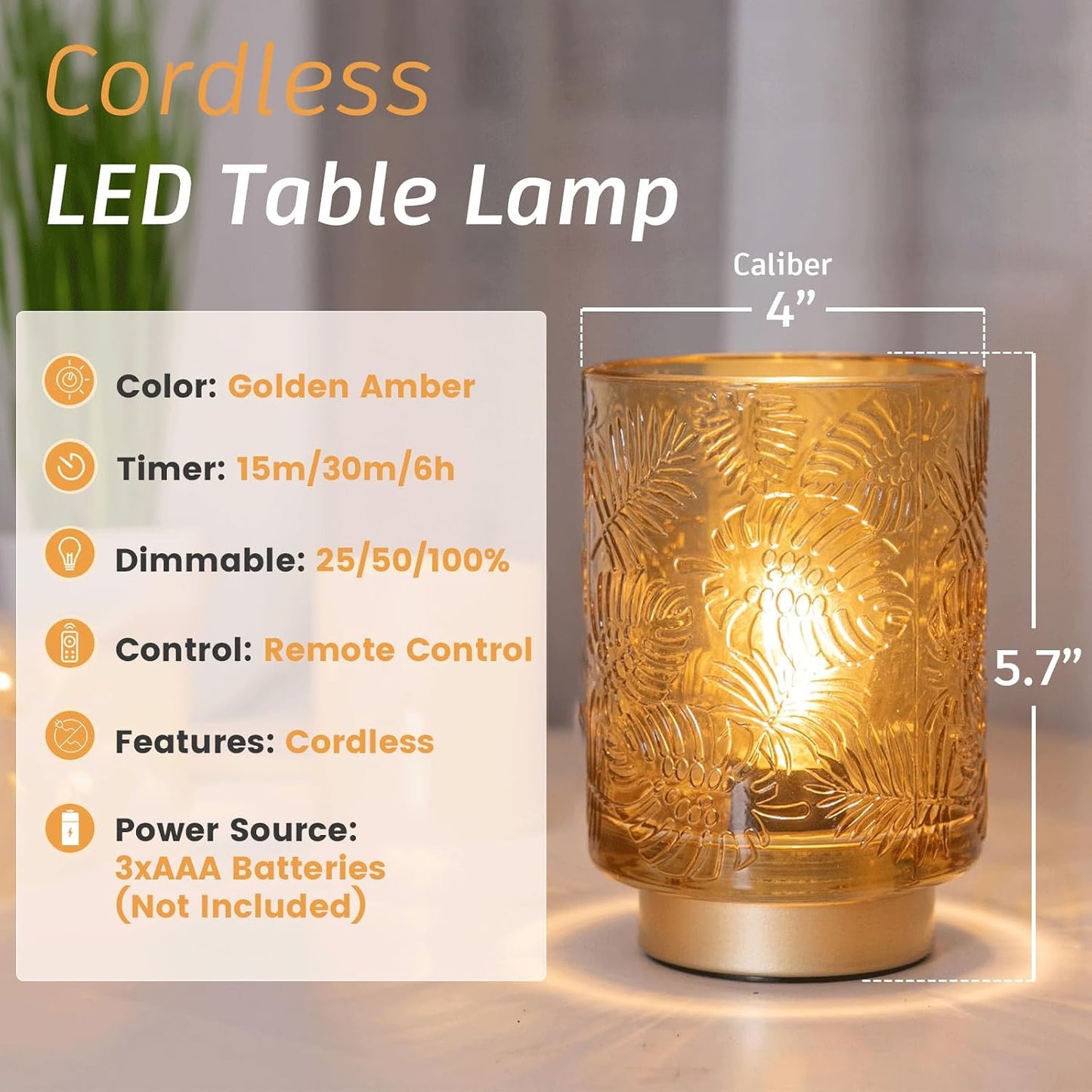 Dimmable Brightness Wireless Lamp / Gold
