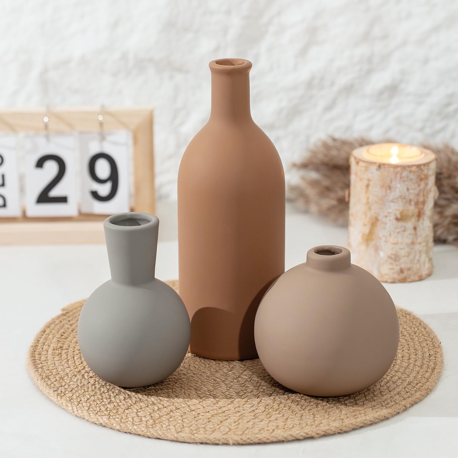 Ceramic Vase / Coffee Mix Set - Gray / Set of 3