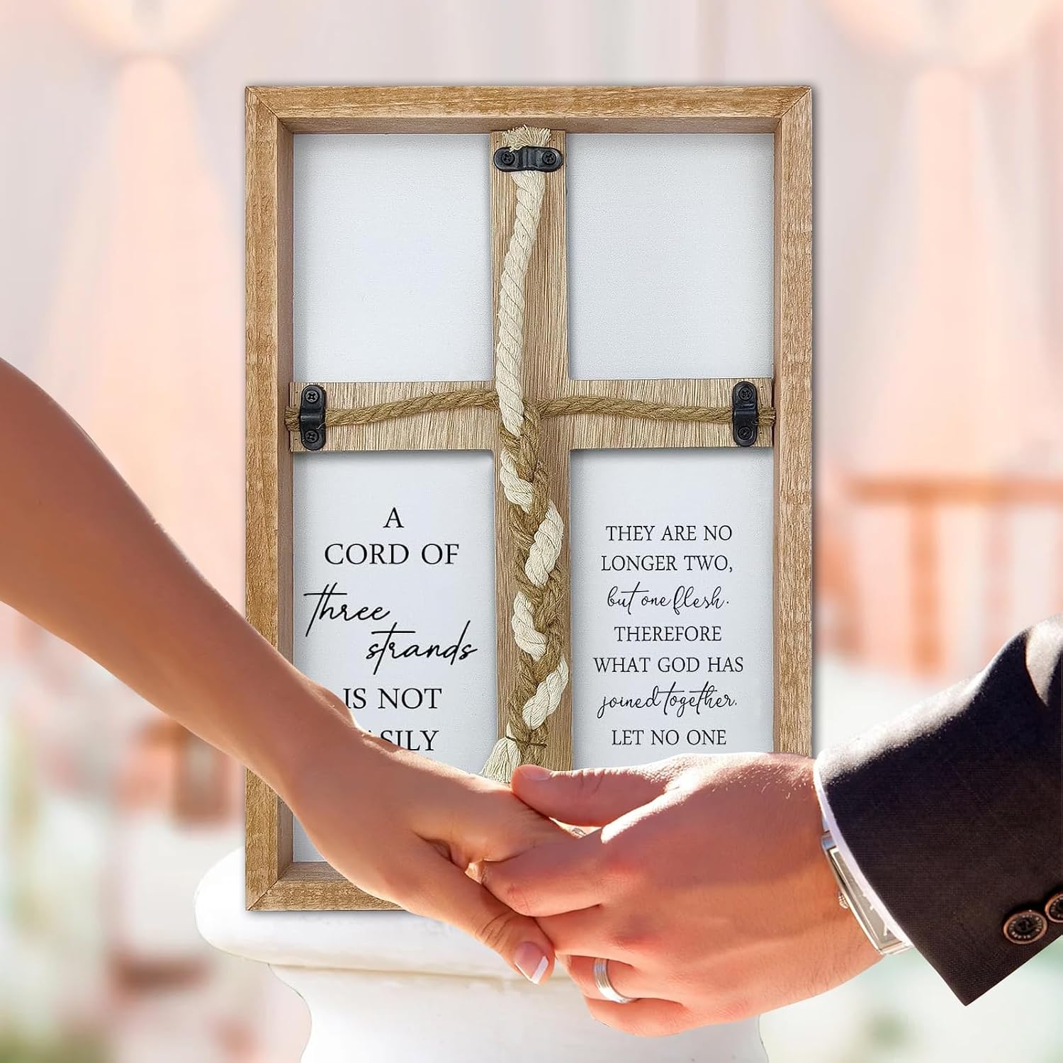Braid Knot Rope Frame Wall Decor for Unity Ceremony / 15 x 10 / Wood