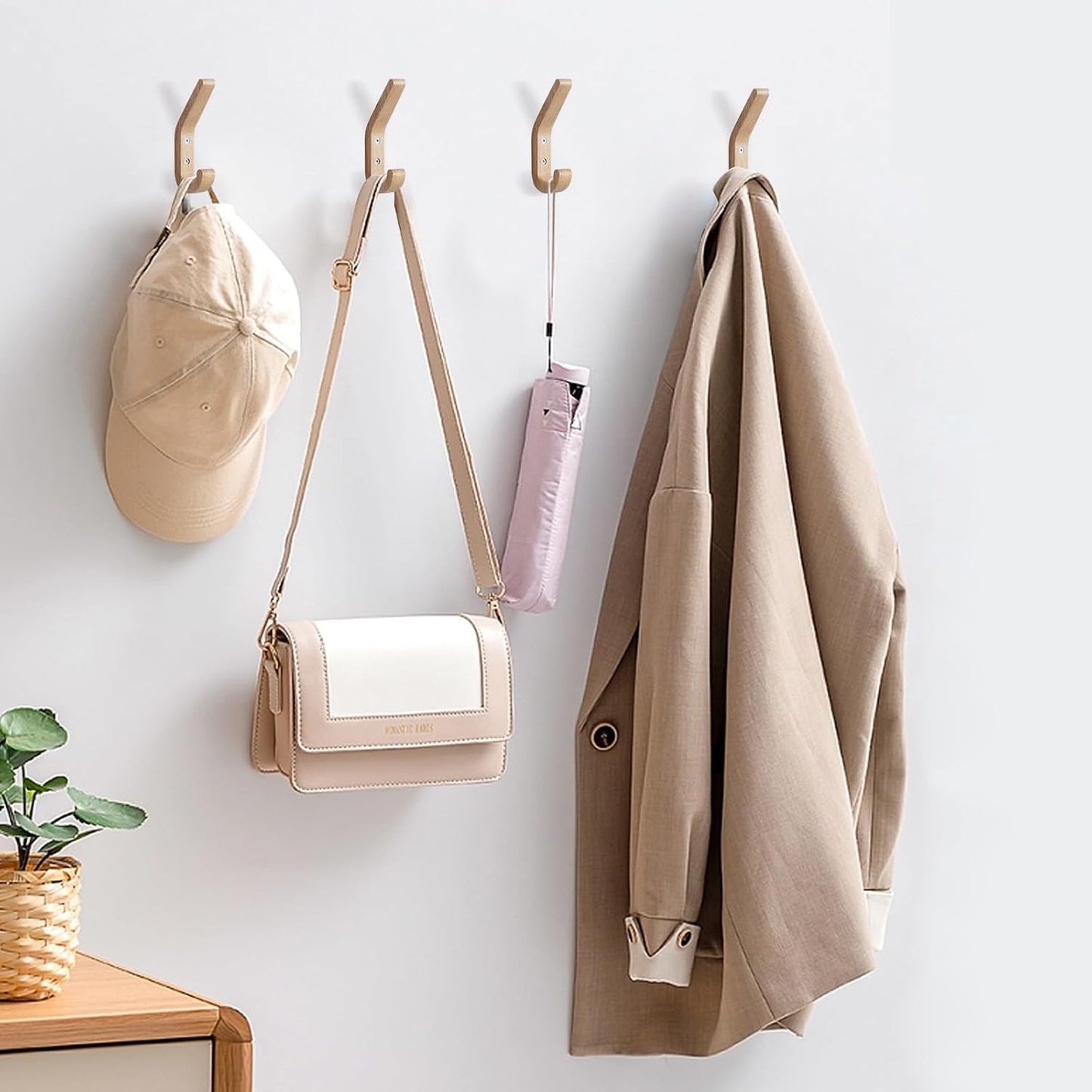 Wooden Coat Hooks / Natural / Set of 6