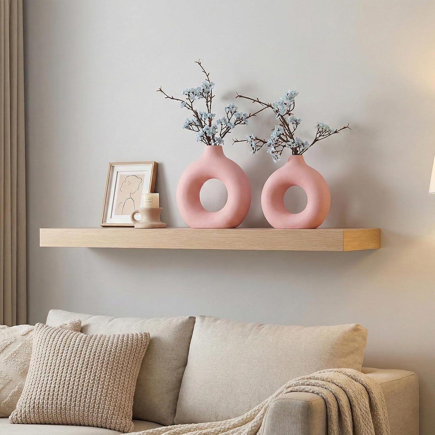 Modern Matte Ceramic Vases for Entryway Living Room Bedroom / Pink / Set of 2