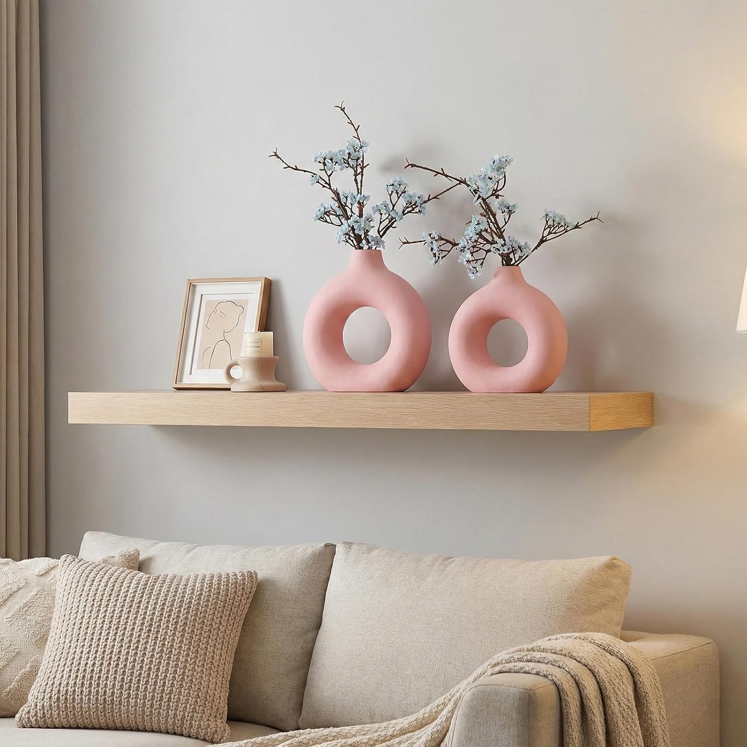 Modern Matte Ceramic Vases for Entryway Living Room Bedroom / Pink / Set of 2