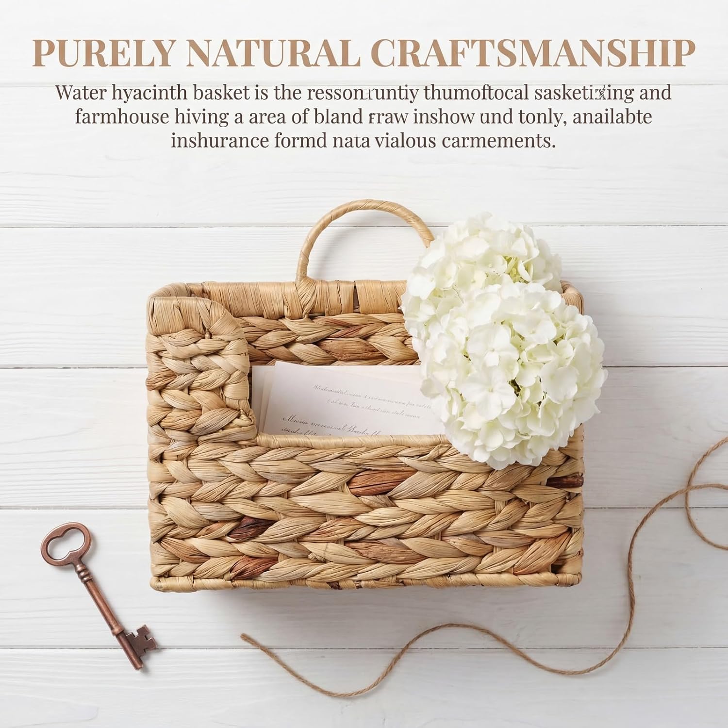 Handwoven Water Hyacinth Wall Basket Storage